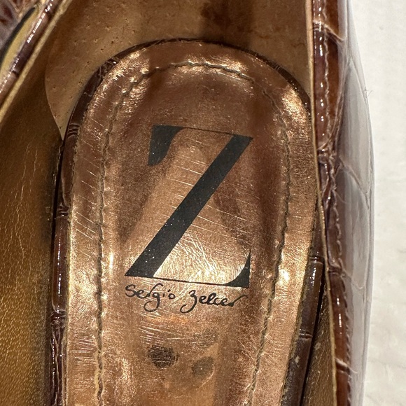 Sergio Zelcer Brown Alligator Peep Toe 4” Platform Heels~Woven Bottoms~Handmade - Picture 7 of 16